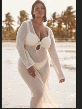 L*Space X ANTHROPOLOGIE VENUS PEARL CROCHET MIDI DRESS